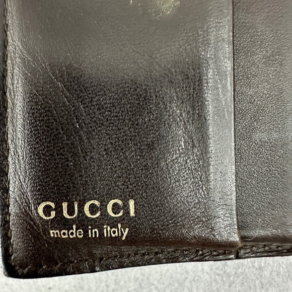 Gucci Leather Wallet Brown Snap Closure Bifold Coin Purse Vintage, flawed,‎ used - Picture 11 of 16